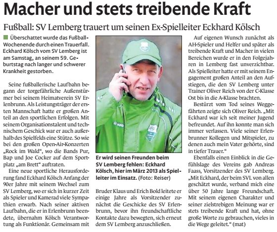Nachruf auf Eckhard Kölsch